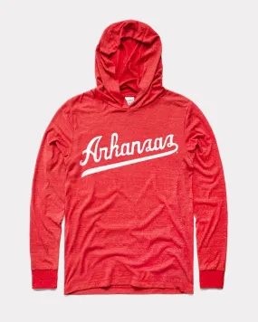 Arkansas White Script Vintage Red Lightweight Hoodie Sweatshirt