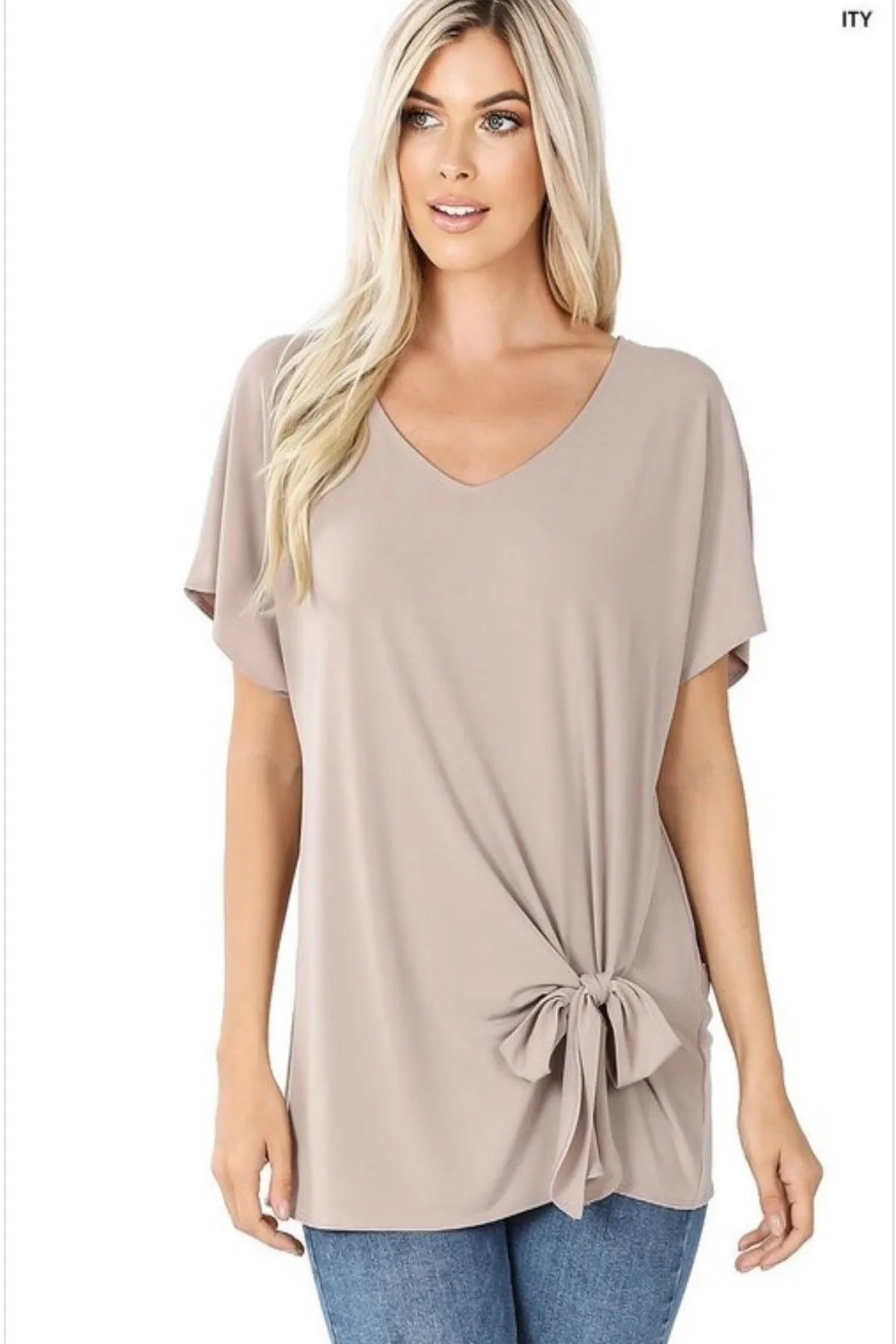 Baz Apparel Women's V-neck Side Tie Top