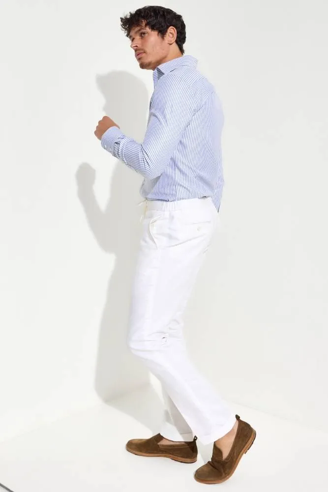 Blair Trouser - White Linen Cotton Stretch