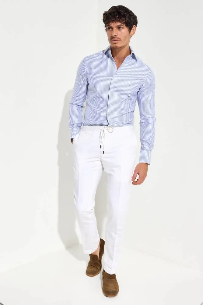 Blair Trouser - White Linen Cotton Stretch