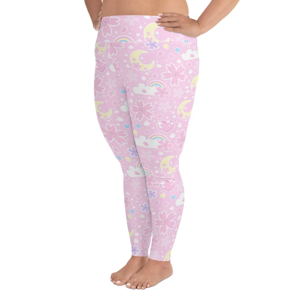 Cherry Blossom Dreams Pink Plus Size Leggings