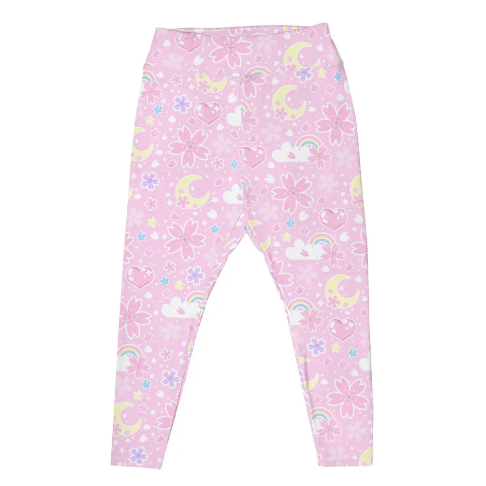 Cherry Blossom Dreams Pink Plus Size Leggings