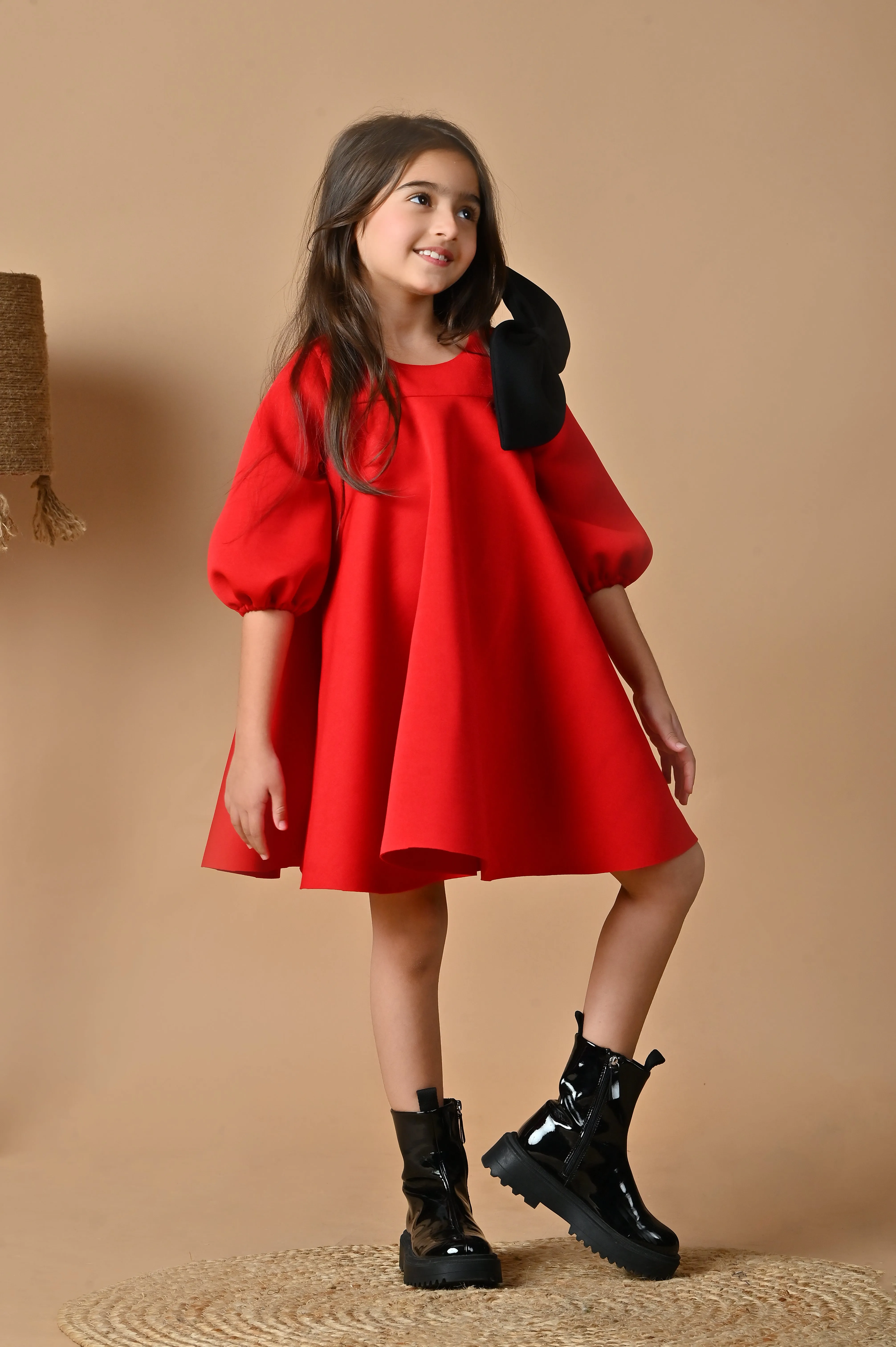 Cherry Puffy Bow Dress