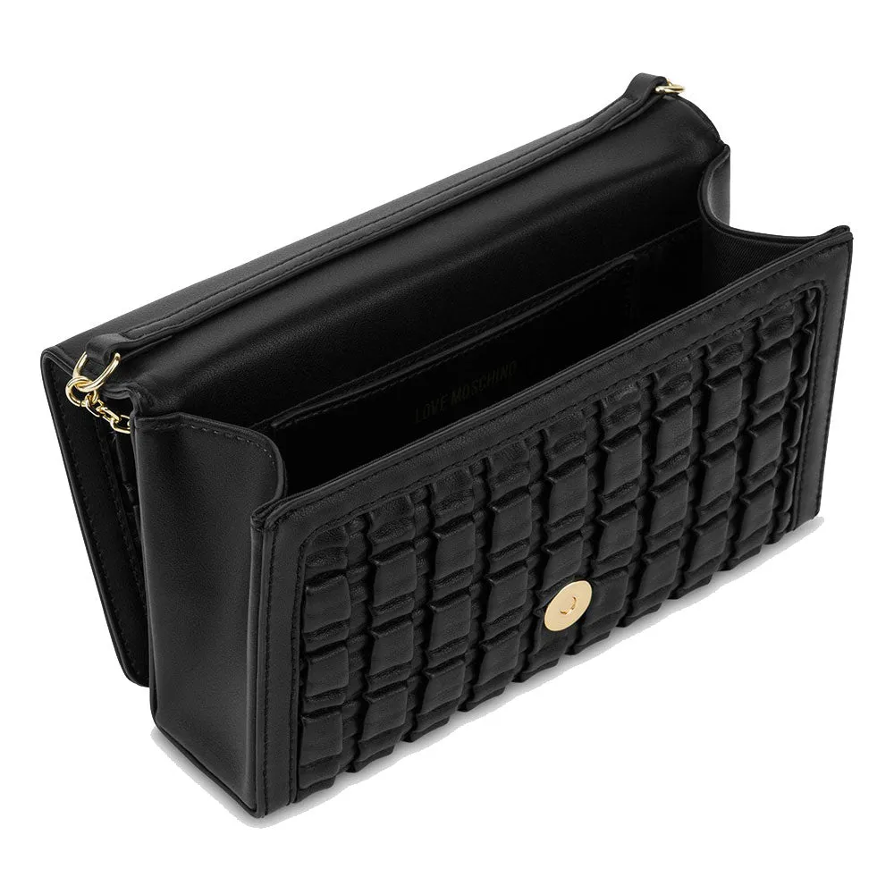 Clutch Donna con Tracolla LOVE MOSCHINO linea Smart effetto Intreccio Nero