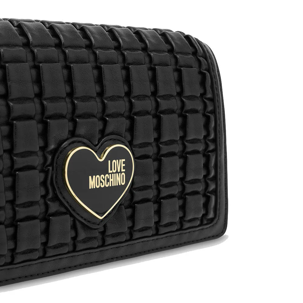 Clutch Donna con Tracolla LOVE MOSCHINO linea Smart effetto Intreccio Nero