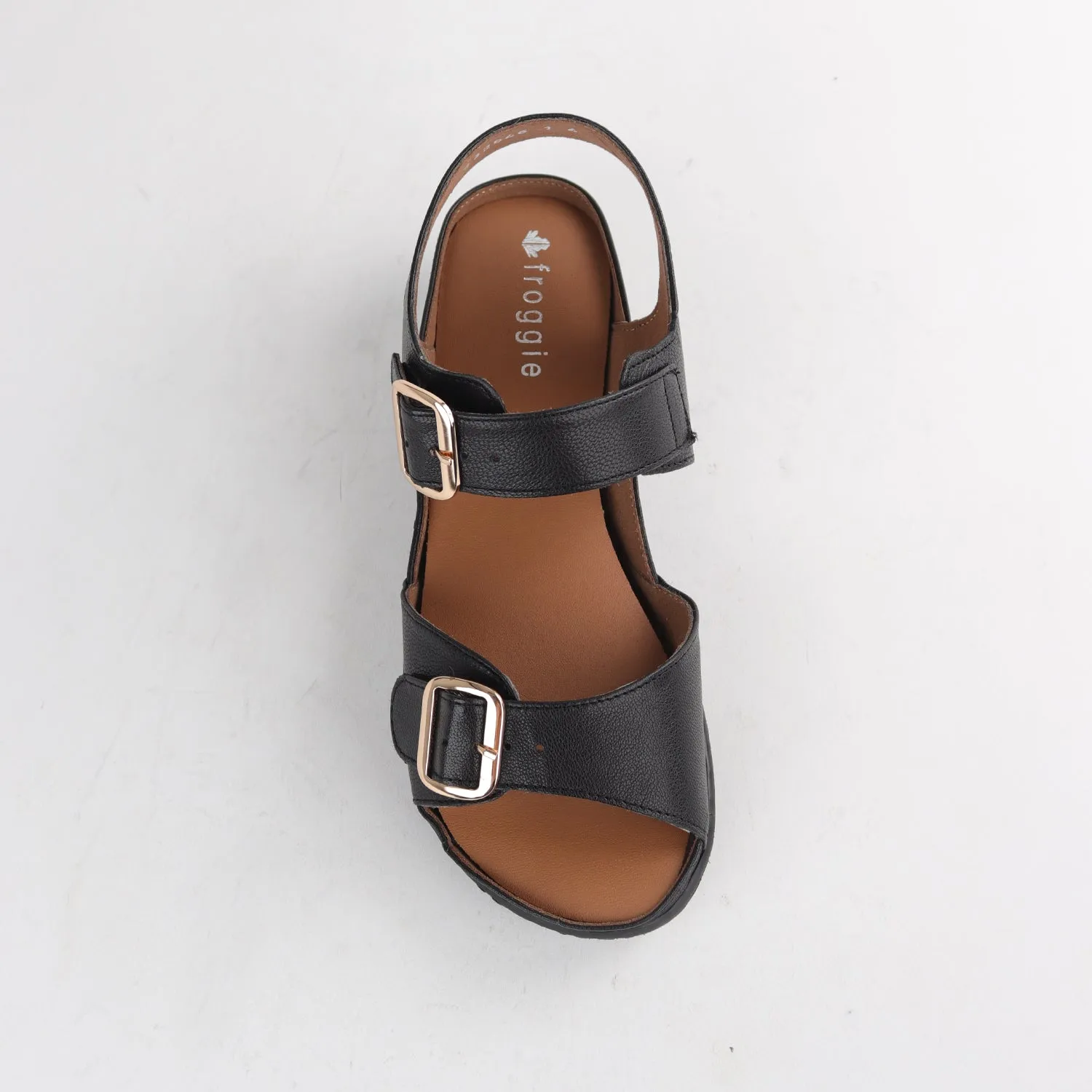 Double Band Sandal with Removable footband in Black - 12411