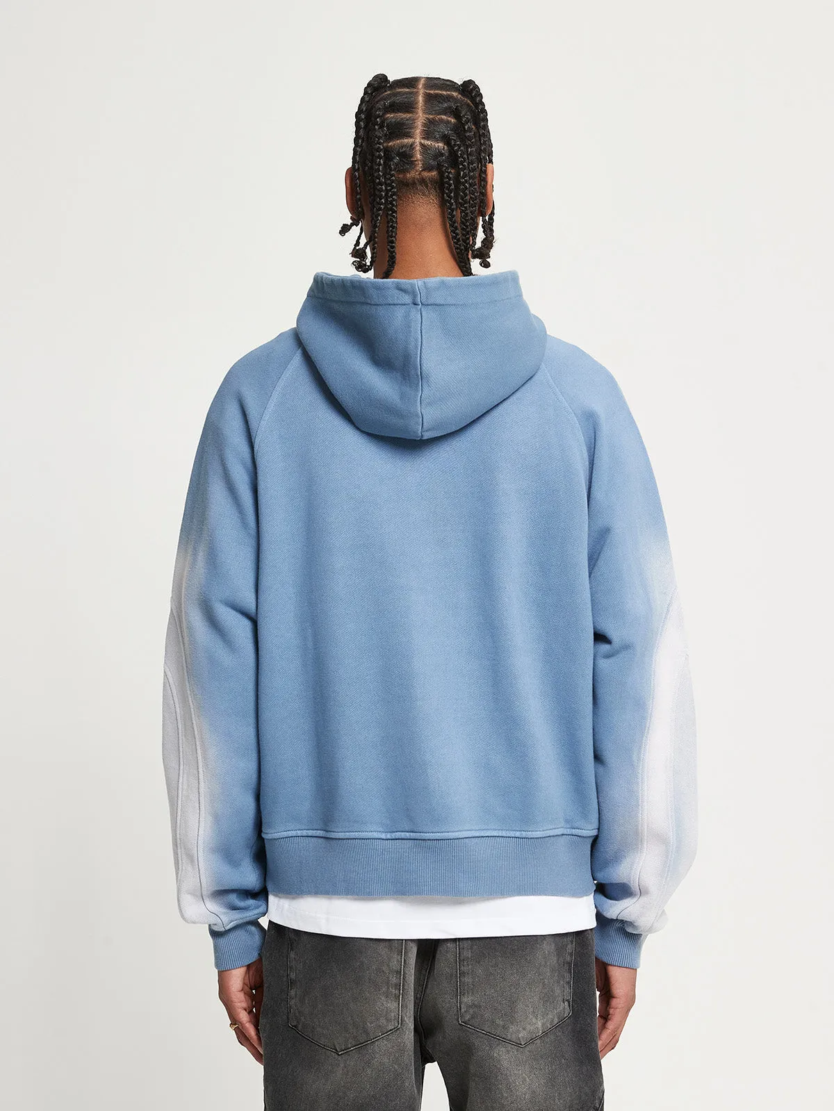 EMBROIDERED ZIP-HOODIE - FADED BLUE-GREY