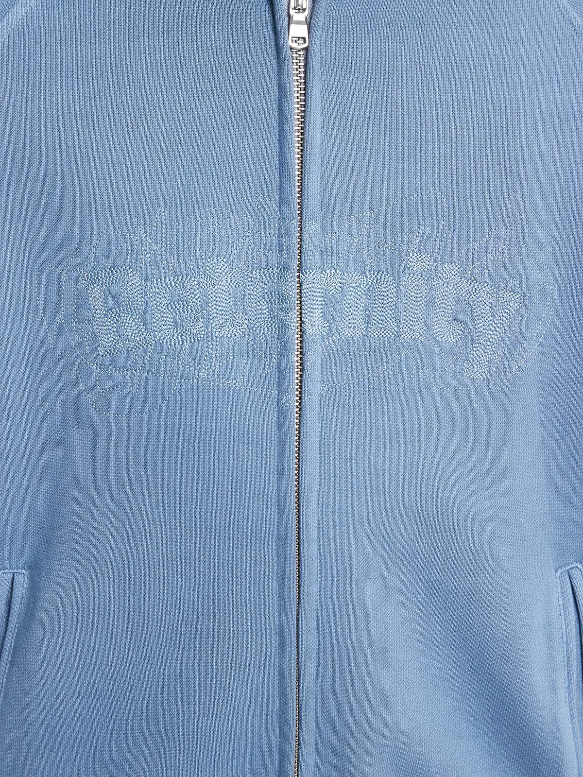 EMBROIDERED ZIP-HOODIE - FADED BLUE-GREY