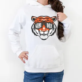 Game Day Tiger Face Hoodie on White