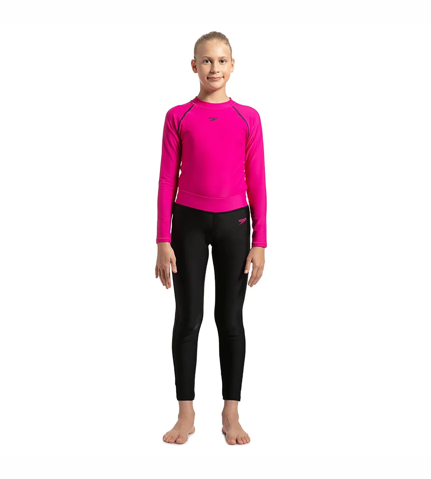 Girl's Active Legging - Black & Electric Pink