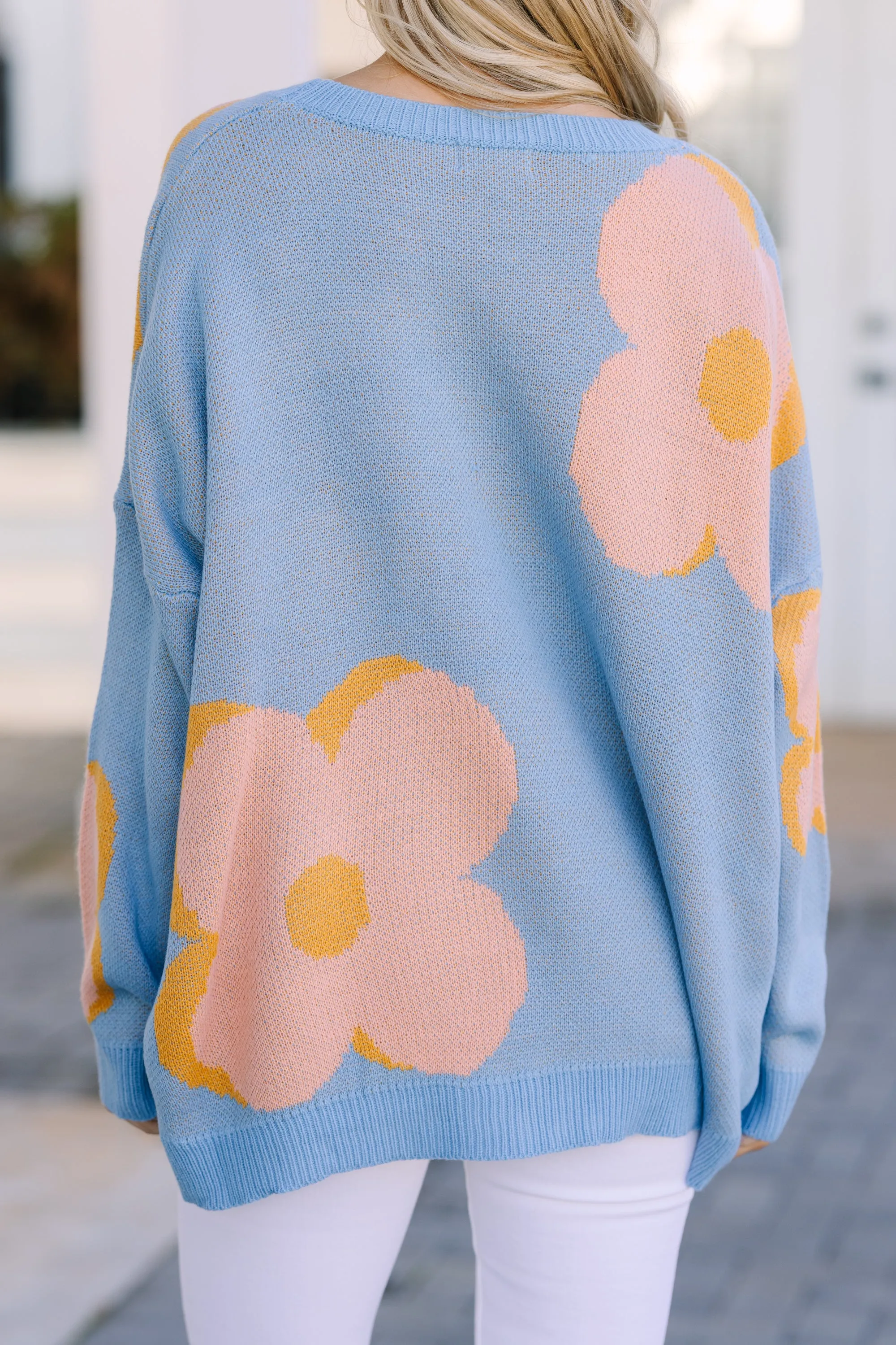 Good To You Dutsy Blue Floral Sweater