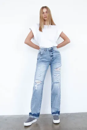 HIGH WAISTED LOOSE STRAIGHT JEANS