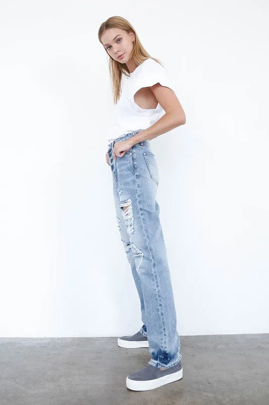 HIGH WAISTED LOOSE STRAIGHT JEANS