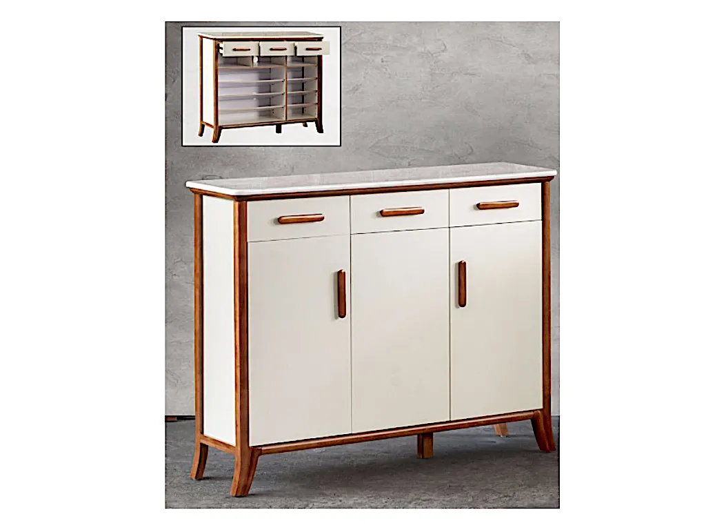 Katrina Marble Top 3 Door Shoe Cabinet (DA3335)