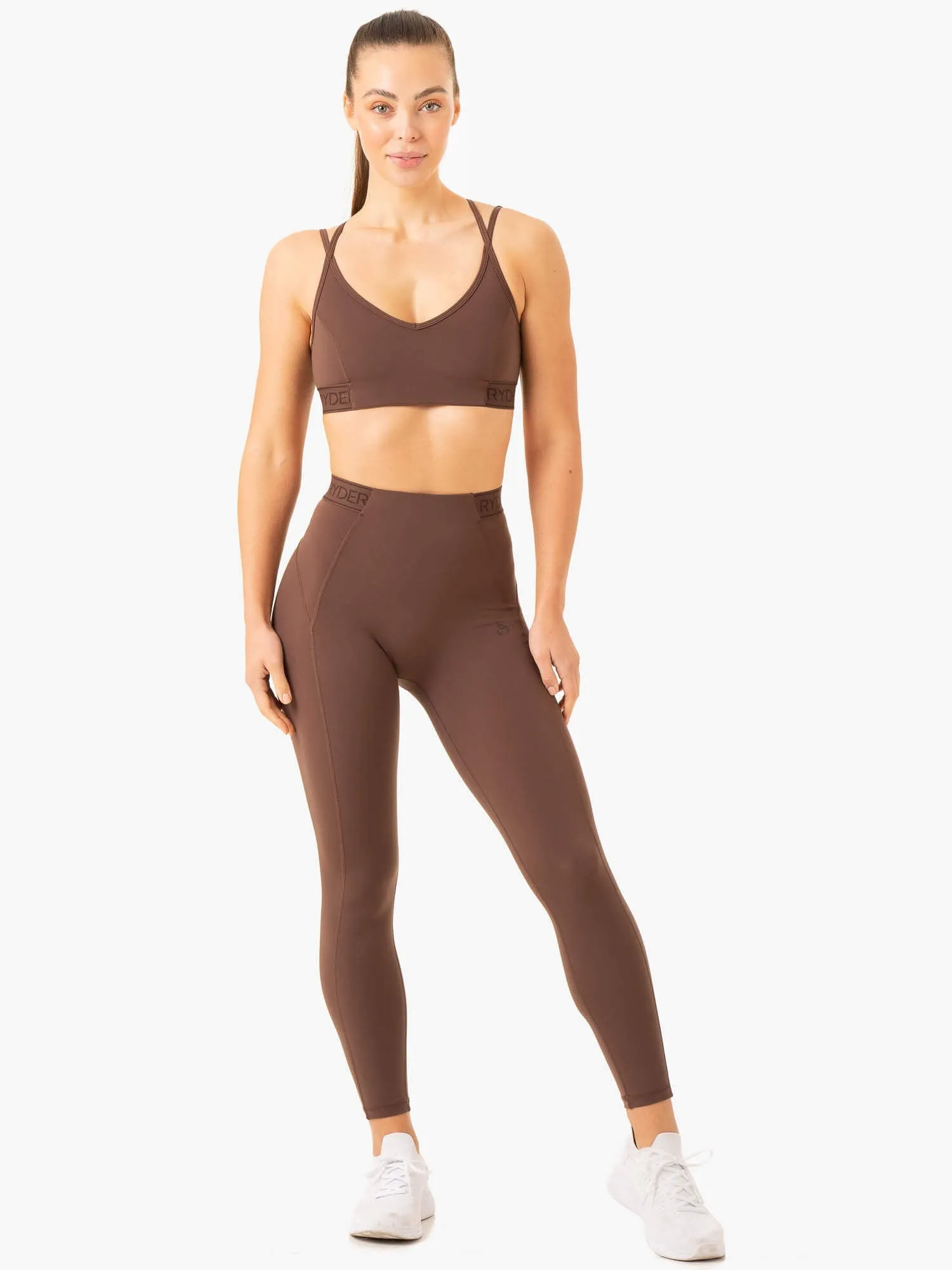 Level Up High Waisted Scrunch Leggings - Chocolate