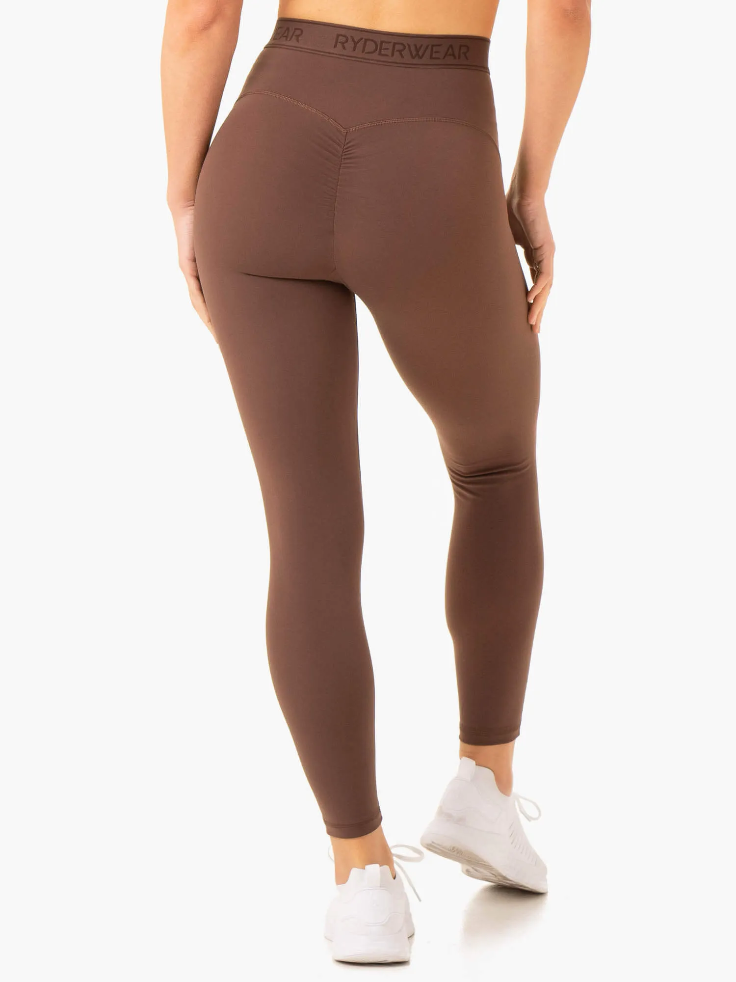 Level Up High Waisted Scrunch Leggings - Chocolate