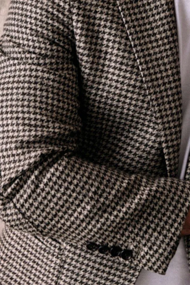 Liam Sports Jacket - Three Shades Houndstooth Undyed Wool