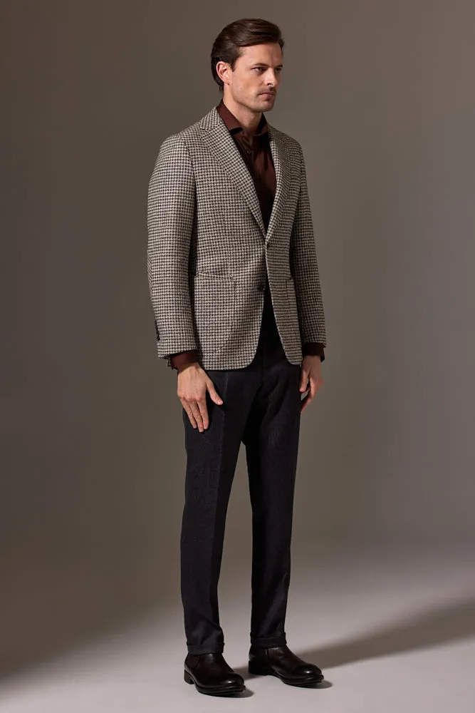 Liam Sports Jacket - Three Shades Houndstooth Undyed Wool