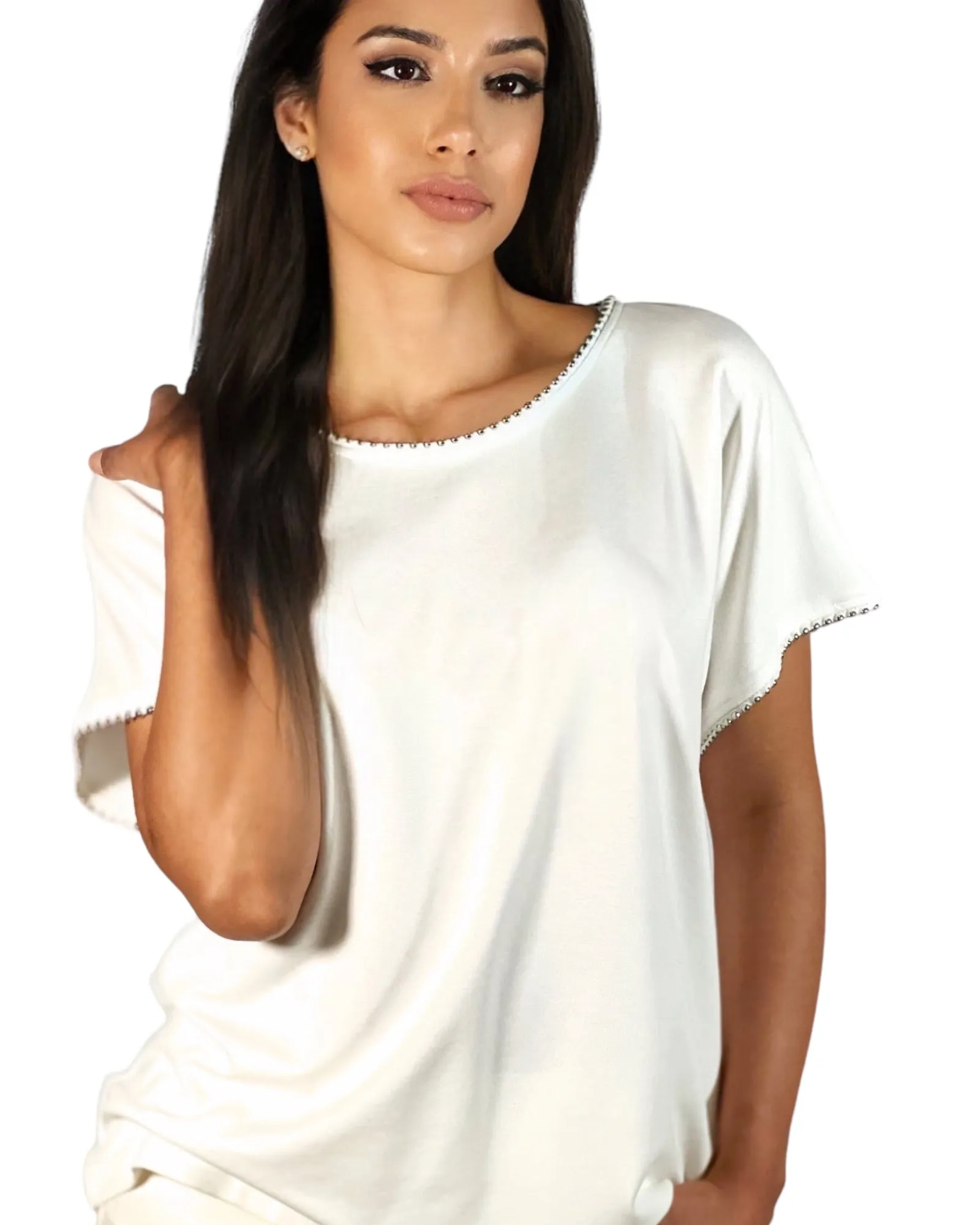 Luxury Mid-Weight Knit Top with Metal Stud Details - The Eldridge