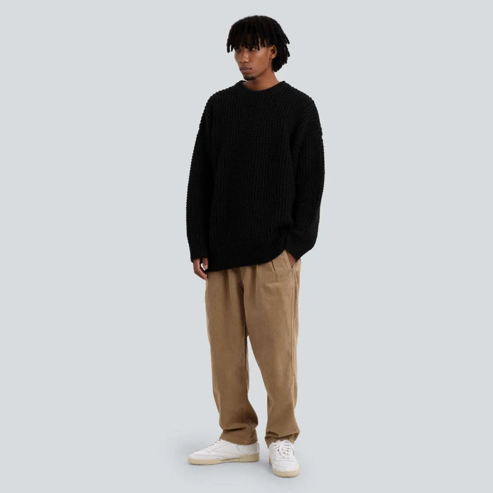 MADNESS MADNESS WAFFLE KNIT SWEATER-BLACK