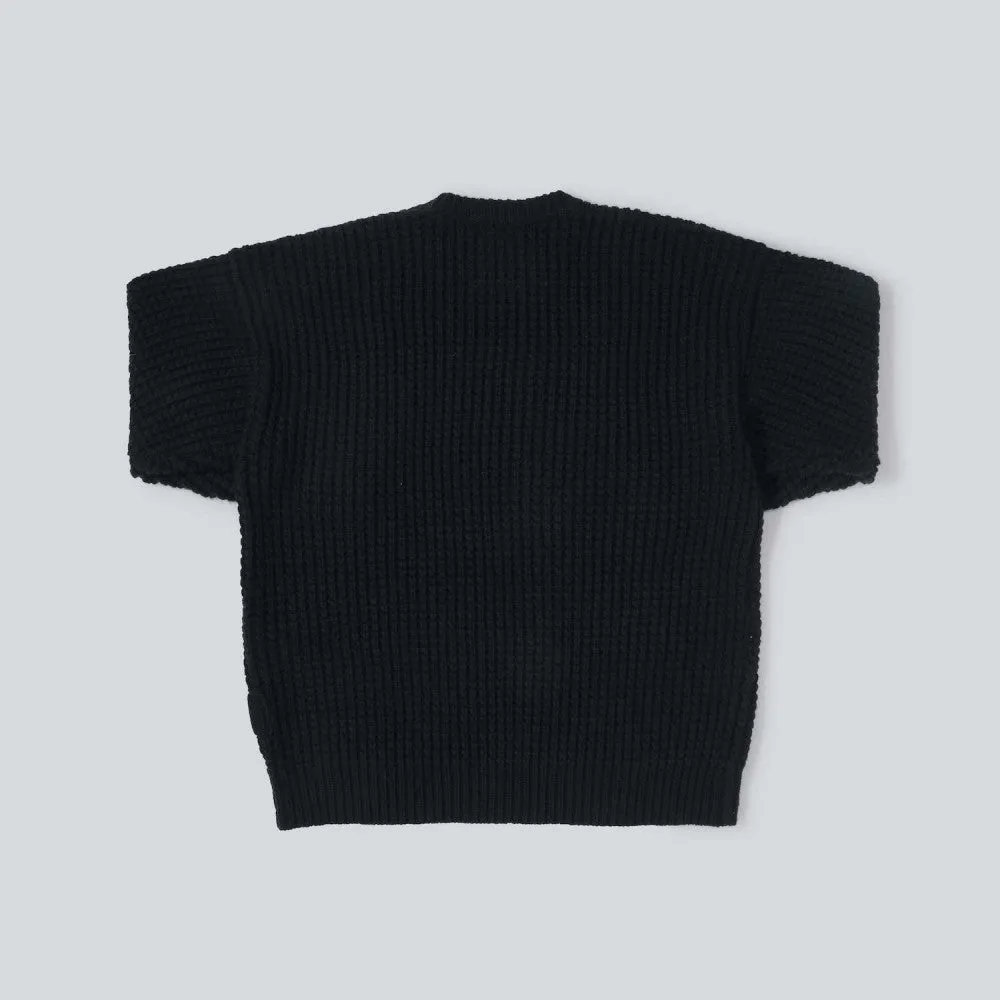 MADNESS MADNESS WAFFLE KNIT SWEATER-BLACK