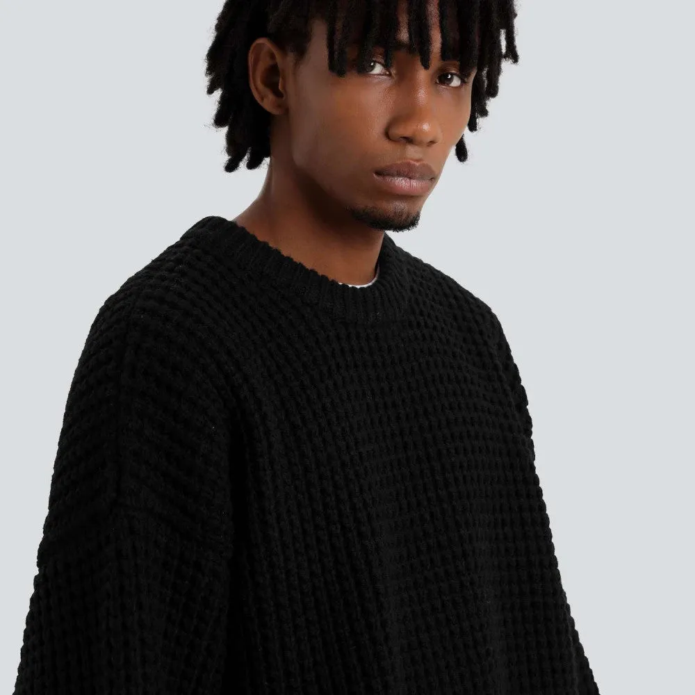 MADNESS MADNESS WAFFLE KNIT SWEATER-BLACK