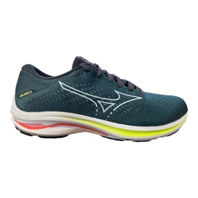 Mizuno men's running shoe Wave Rider 25 J1GC210301
 blue-white-lemon smoke 