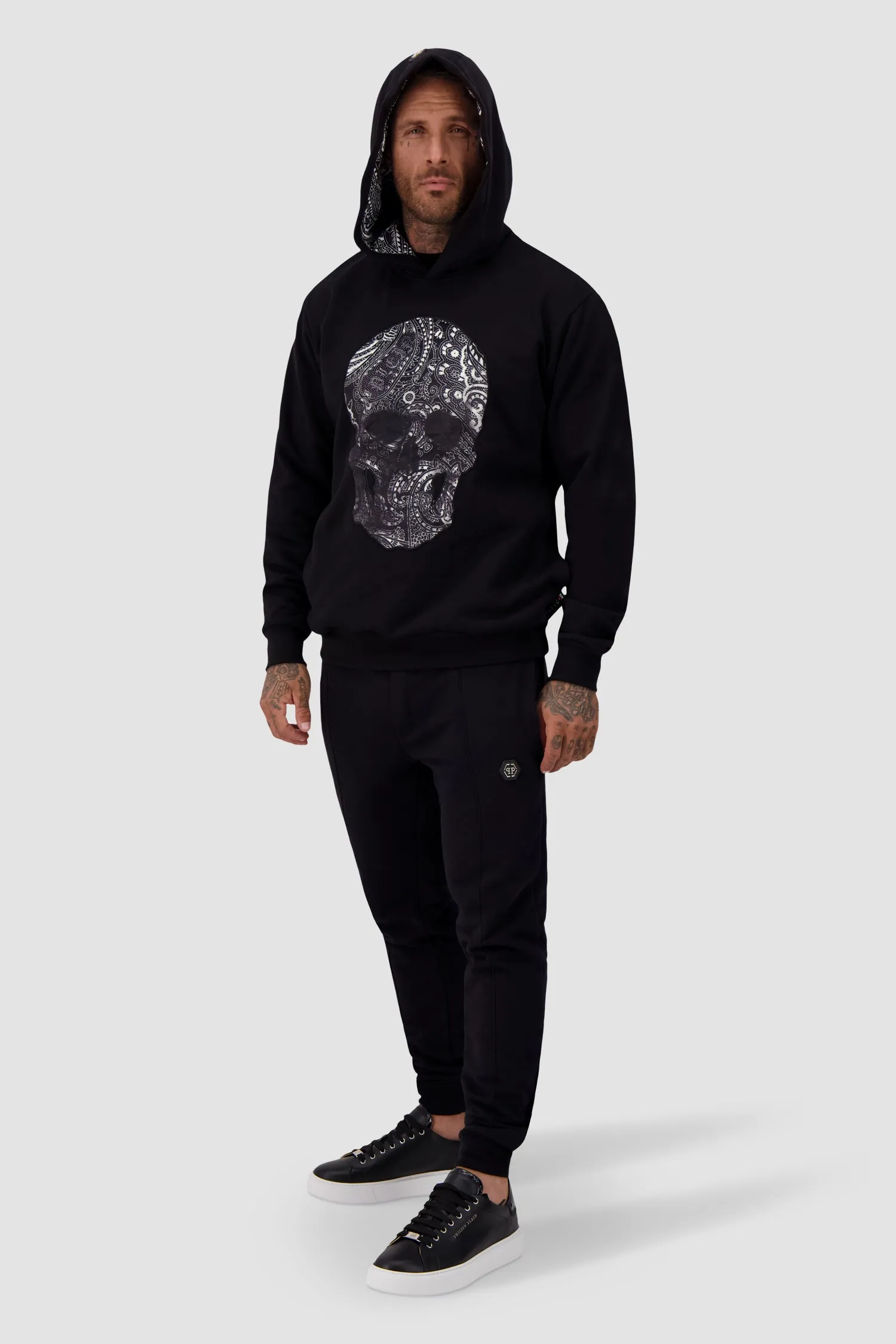 Philipp Plein Black Paisley Skull Hoodie