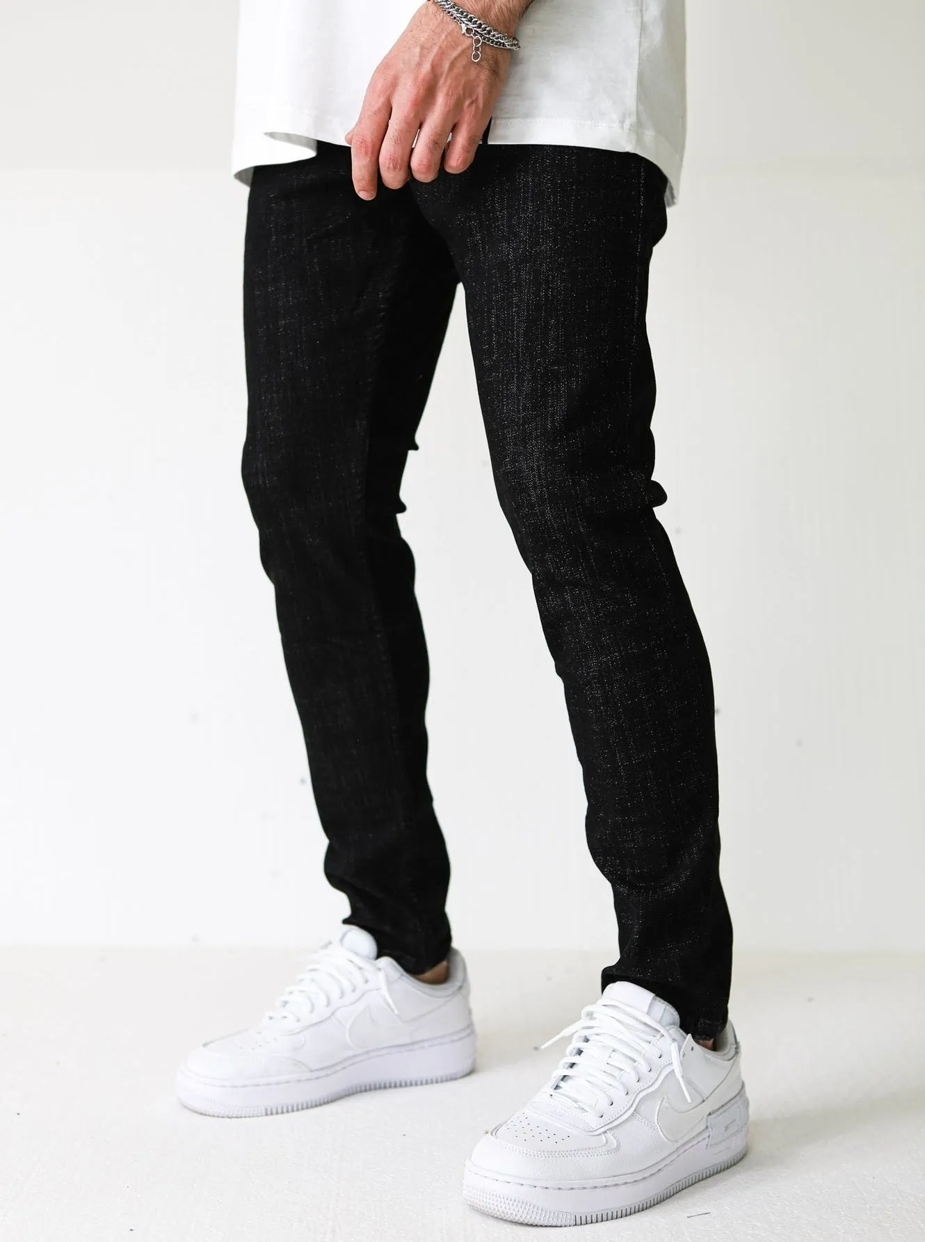 Premium Basic Black Jeans With Chain