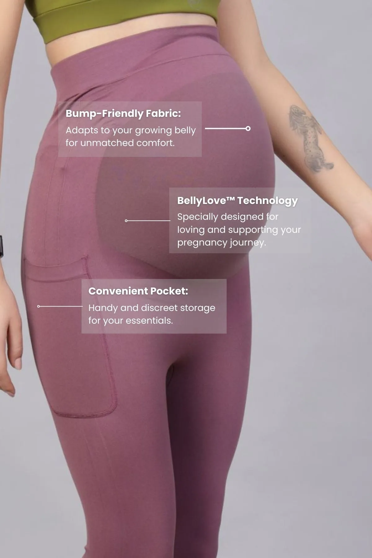 Seamless Adaptable Bump Support Tulipwood Maternity Leggings