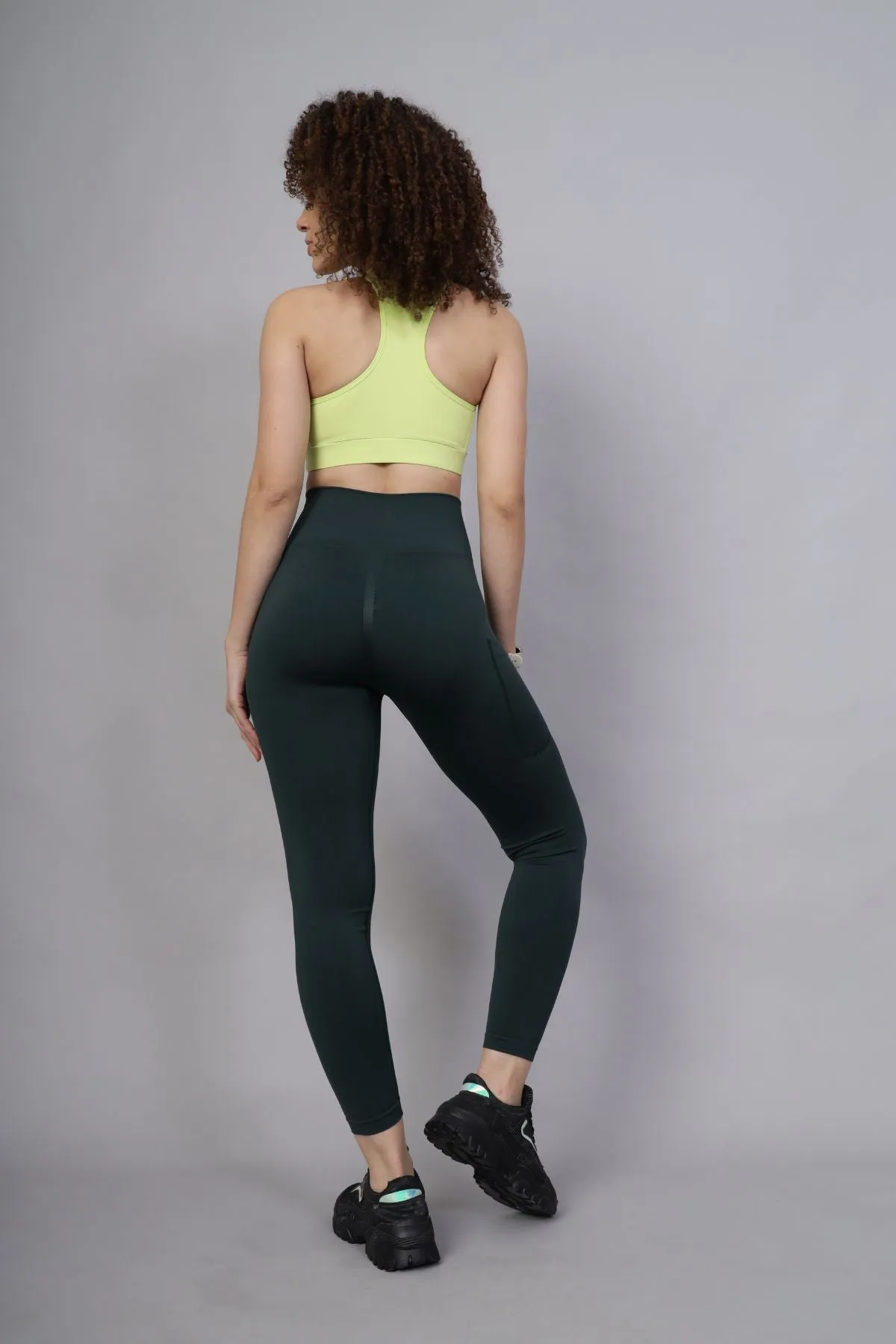 Seamless High Waisted Tummy Compression Green Postpartum Leggings