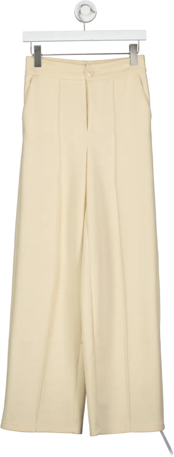 Stradivarius Cream Smart Soft Trousers UK XS