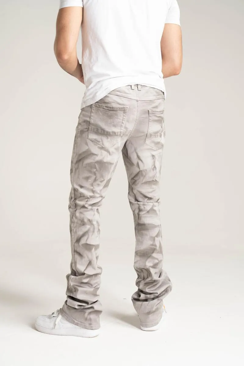 Taker Stretch Stacked Pant with Special Wash Effect (Grey)