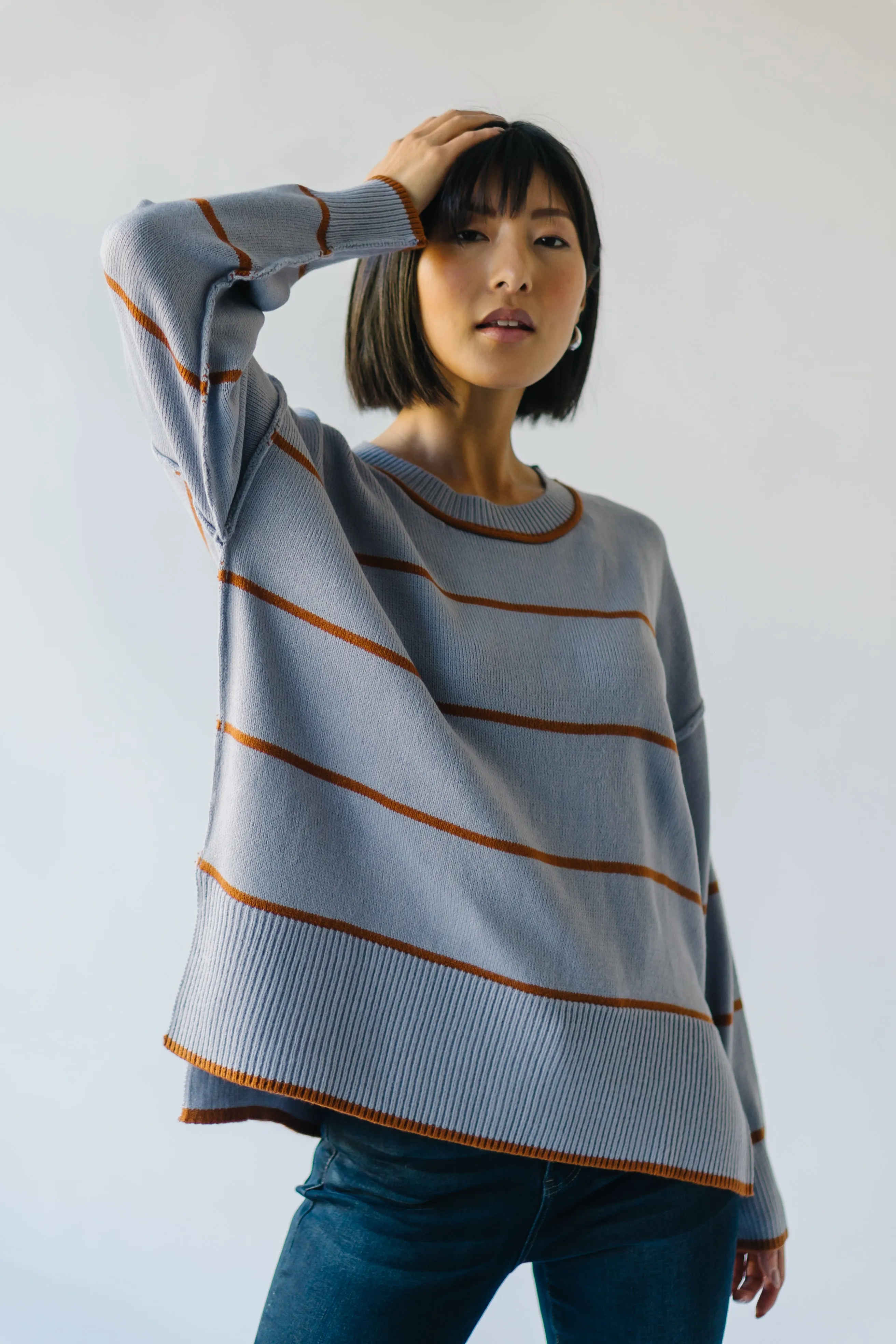 The Borden Striped Sweater in Blue   Tan