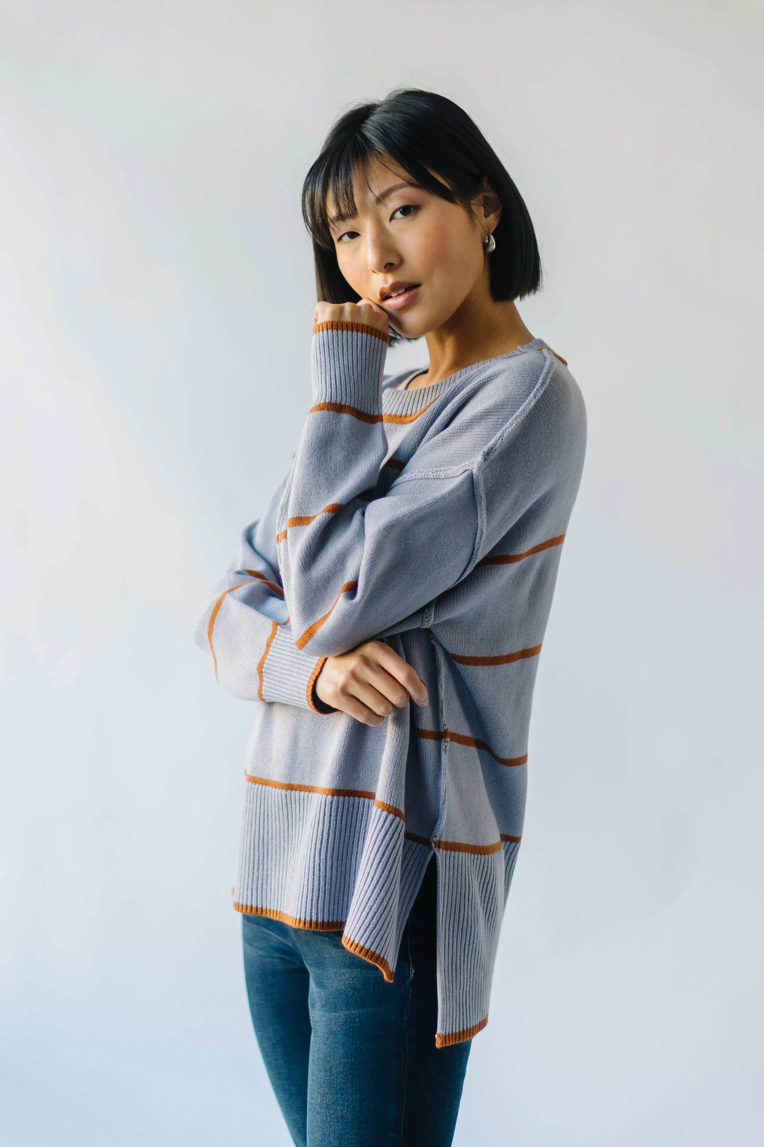 The Borden Striped Sweater in Blue   Tan