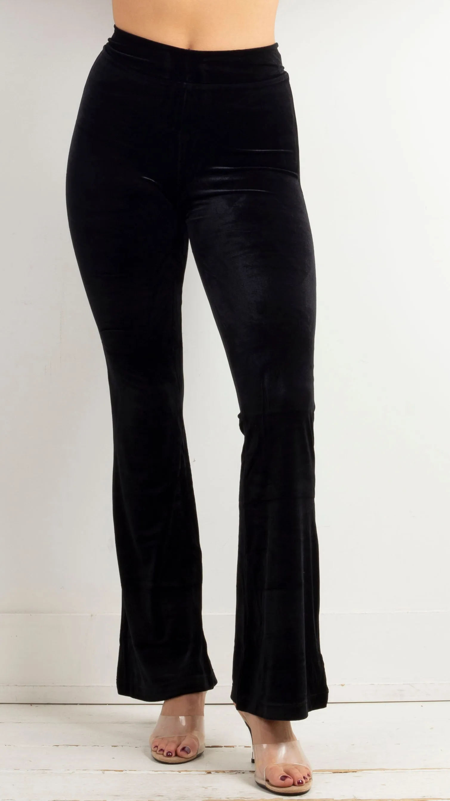 Velvet Flare Leggings - Black