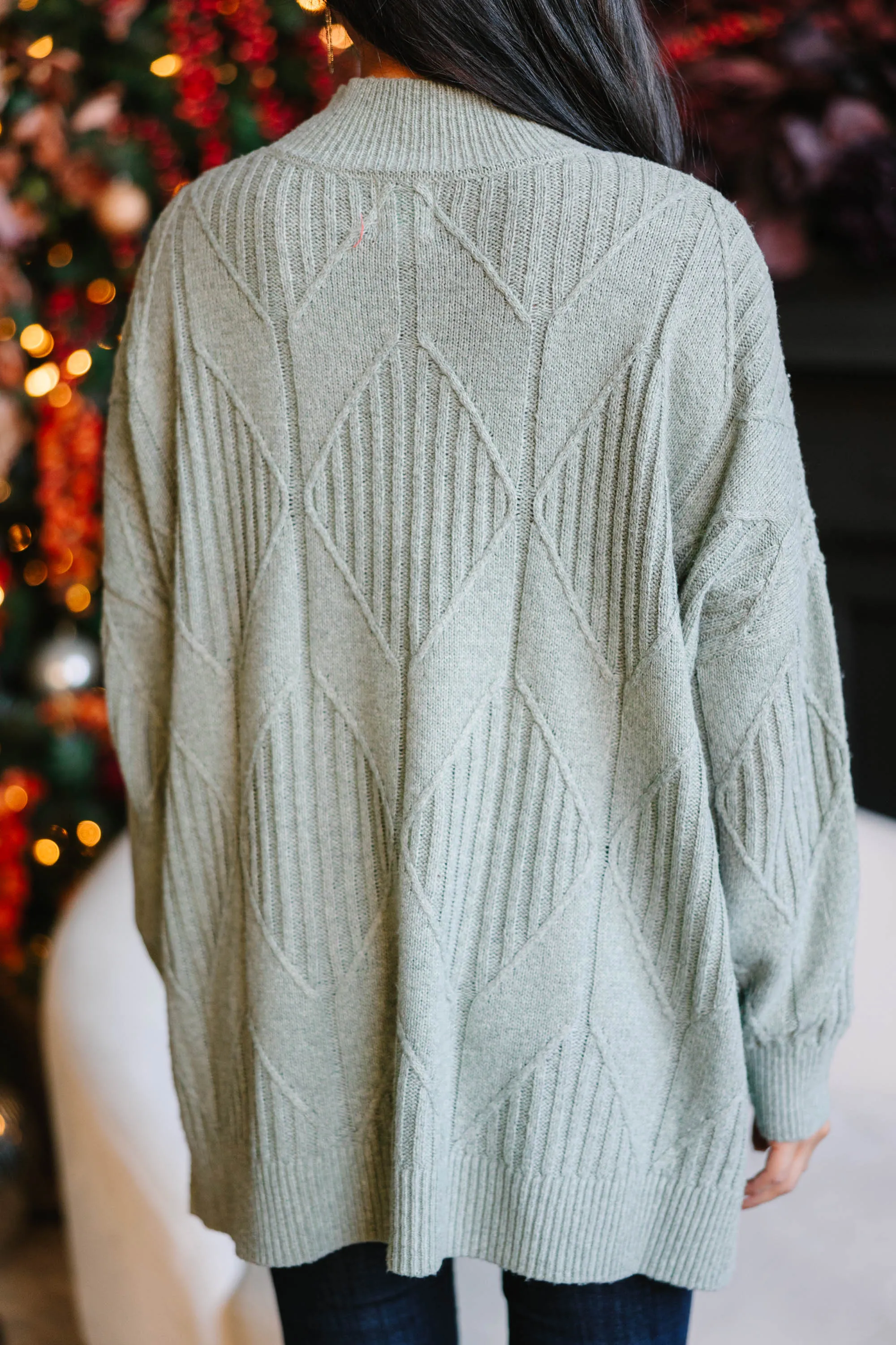 Walk The Walk Light Olive Green Sweater