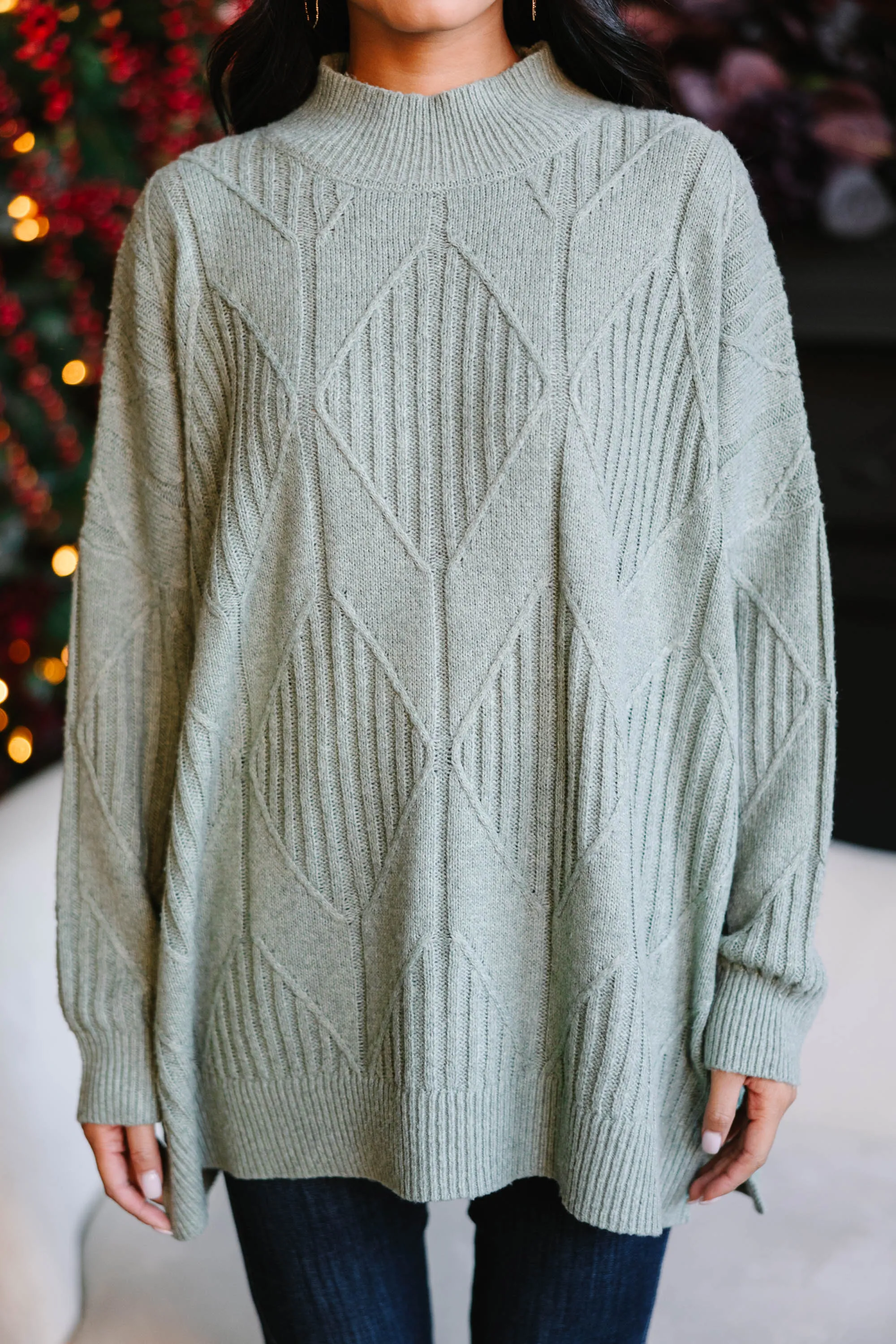 Walk The Walk Light Olive Green Sweater