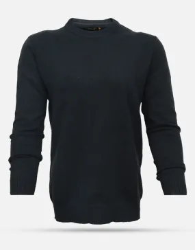 Women's Round Neck Black Woolen Sweater